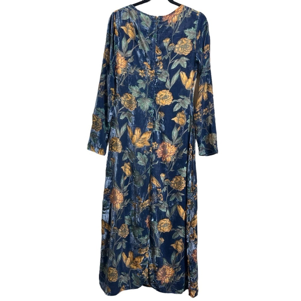 Lulus Velvet Floral Long Sleeve Thigh Slit Women’s Maxi Dress Size Small